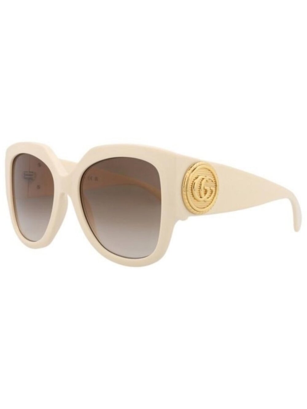 New Gucci Womens Square/Rectangle Ivory Ivory Brown Fashion Designer Sunglasses